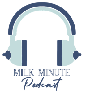 Blue toned Milk Minute Podcast logo
